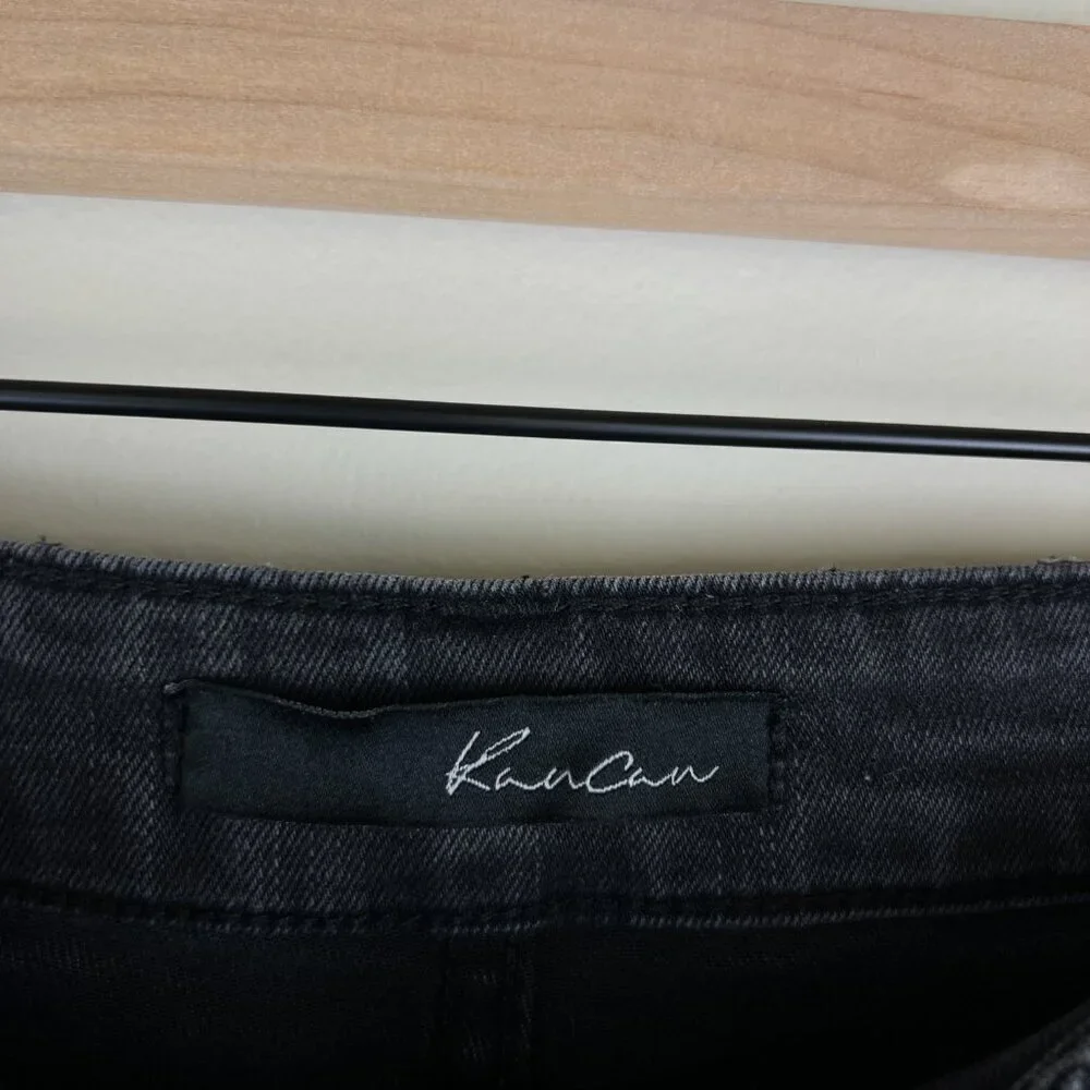 Kancan Black Distressed Studded Raw Hem Ankle Skinny Jeans